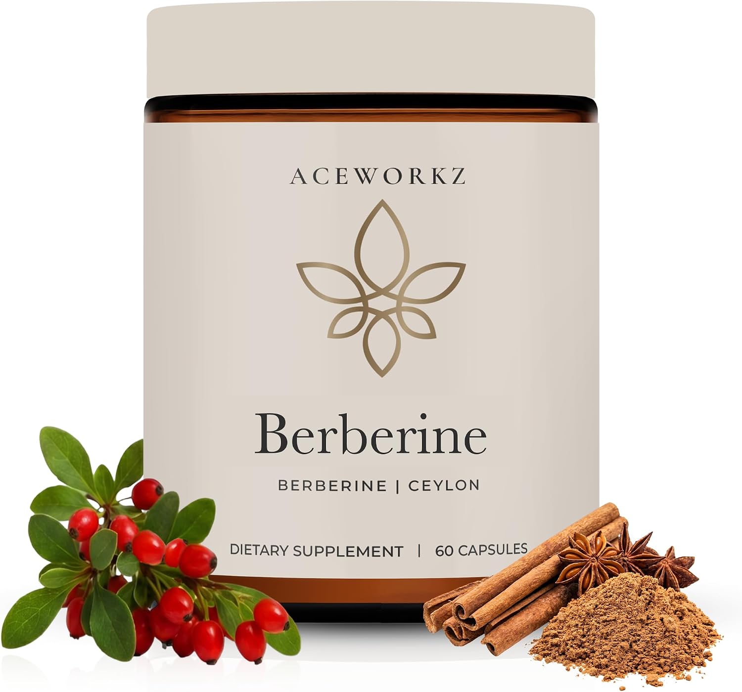ACEWORKZ Berberina HCL Orgánica 1200mg con Canela de Ceilán y BioPerine