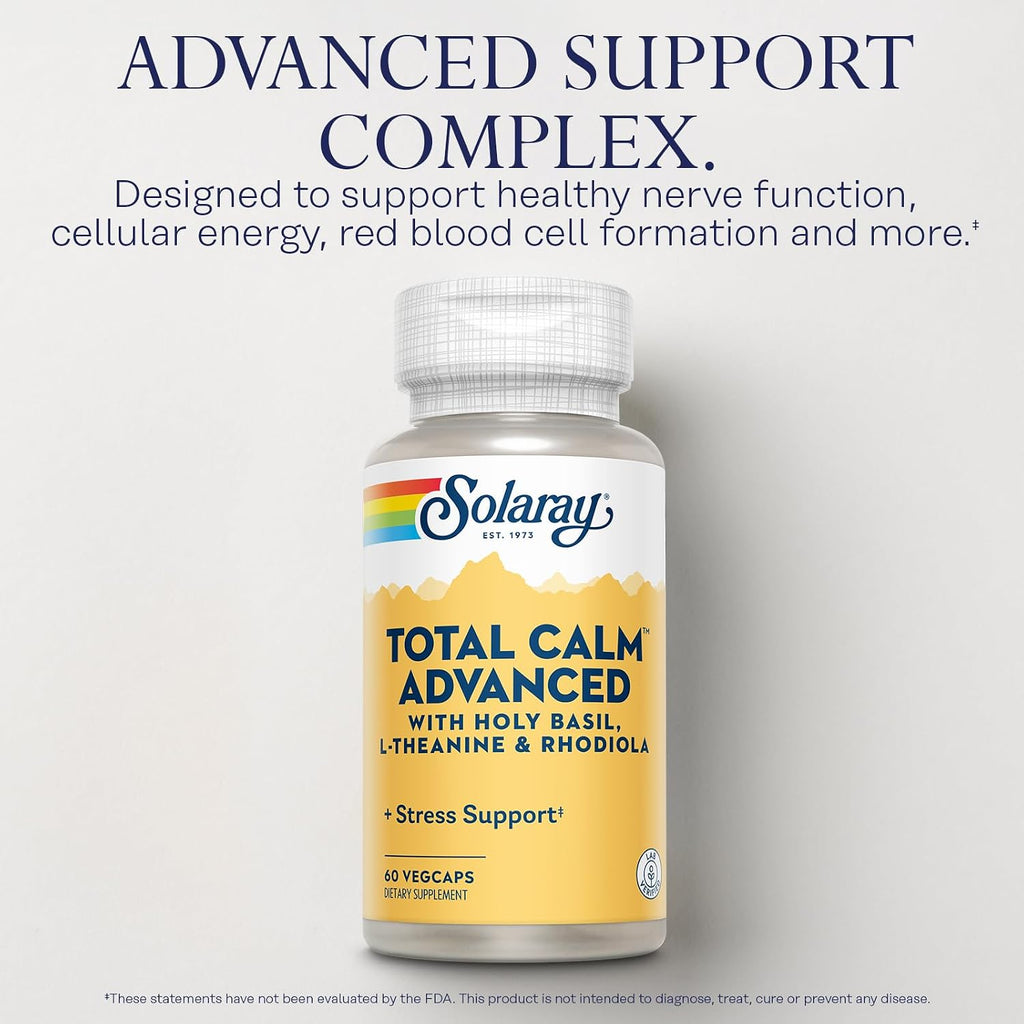 SOLARAY Total Calm Advanced - Adaptogenic Herbs & Vitamin B12 Complex - 30 Capsules