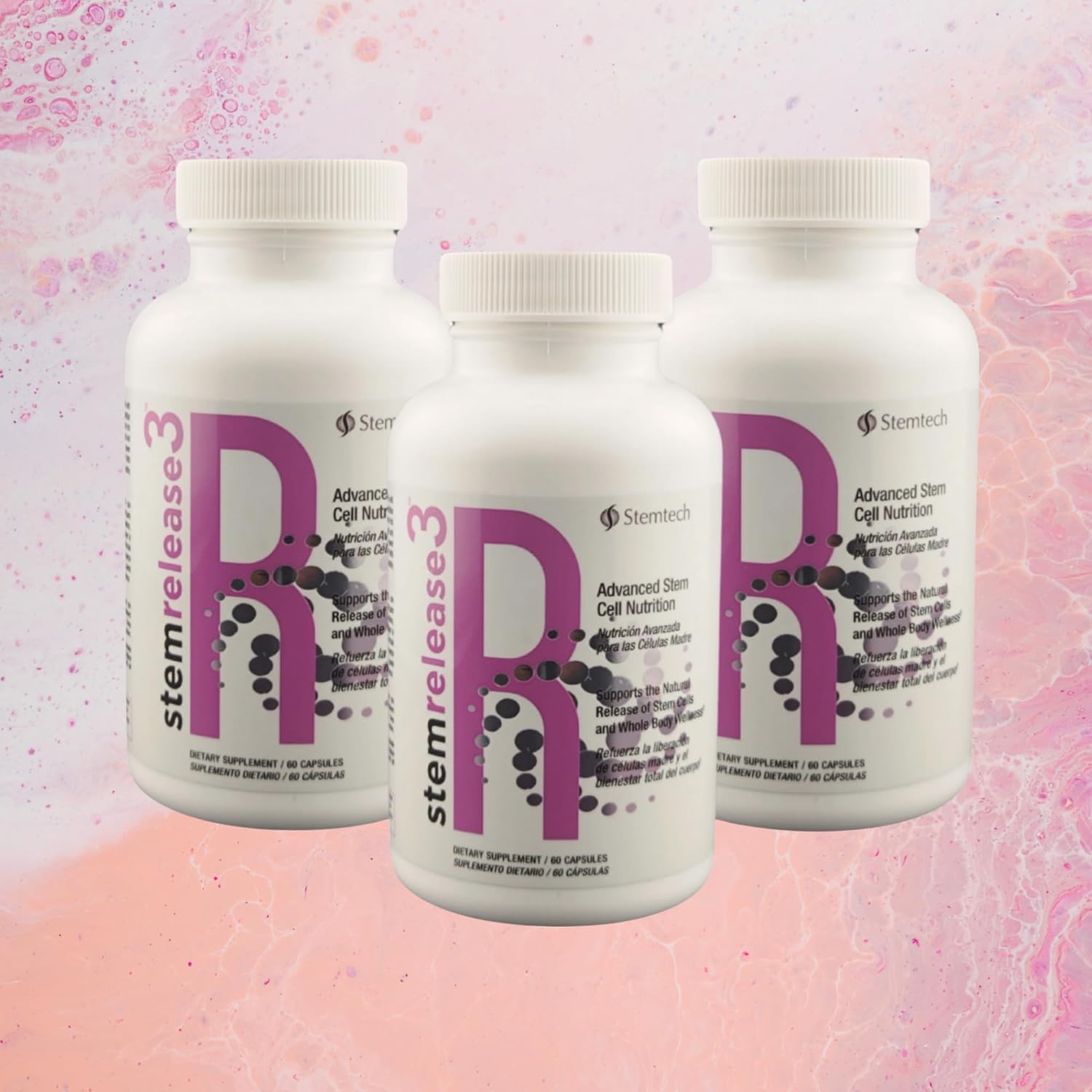 Stemrelease3™ Nutrición Celular Avanzada para la Renovación Natural y la Vitalidad Juvenil, Mezcla Exclusiva para la Salud de los Telómeros, 60 Cápsulas (Paquete de 6)