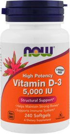 Now Foods Vitamina D-3 5000 UI, 240 Softgels, Paquete de 3
