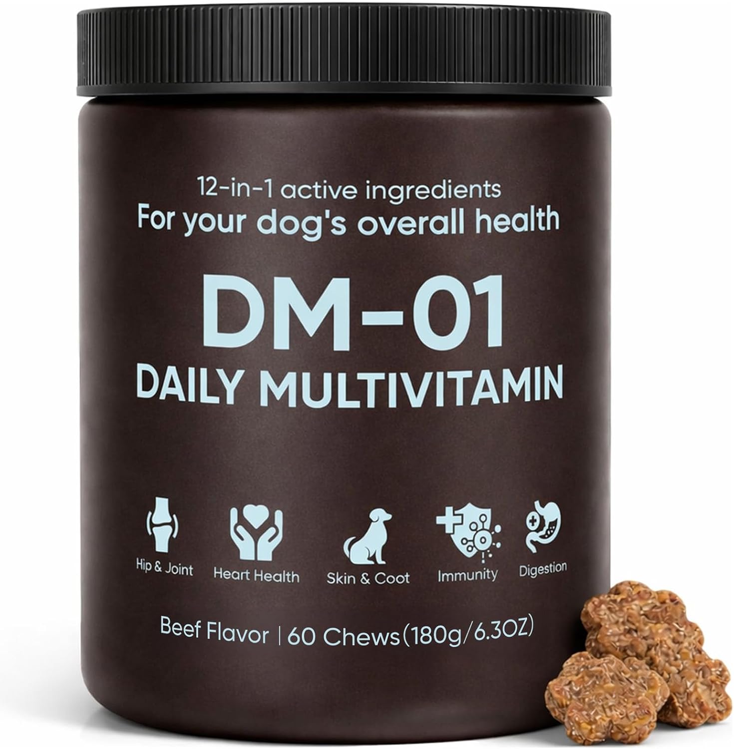 DM-01 Multivitamínico Diario para Perros - 60 Comprimidos Masticables Sabor Carne