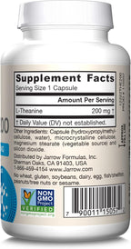 Jarrow Formulas Extra Strength L-Teanina 200 mg - 60 Cápsulas Veganas