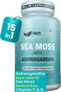 Herbtonics Sea Moss, Black Cumin Seed, Ashwagandha, Burdock Root & ACV Complex | Apoyo Inmunidad, Estrés y Digestión | 60 Cápsulas