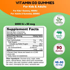 SHIFAA NUTRITION Gominolas Vegetarianas de Vitamina D3, 1000/2000 IU, 45-90 dosis, Halal, sin Gluten, sin Gelatina
