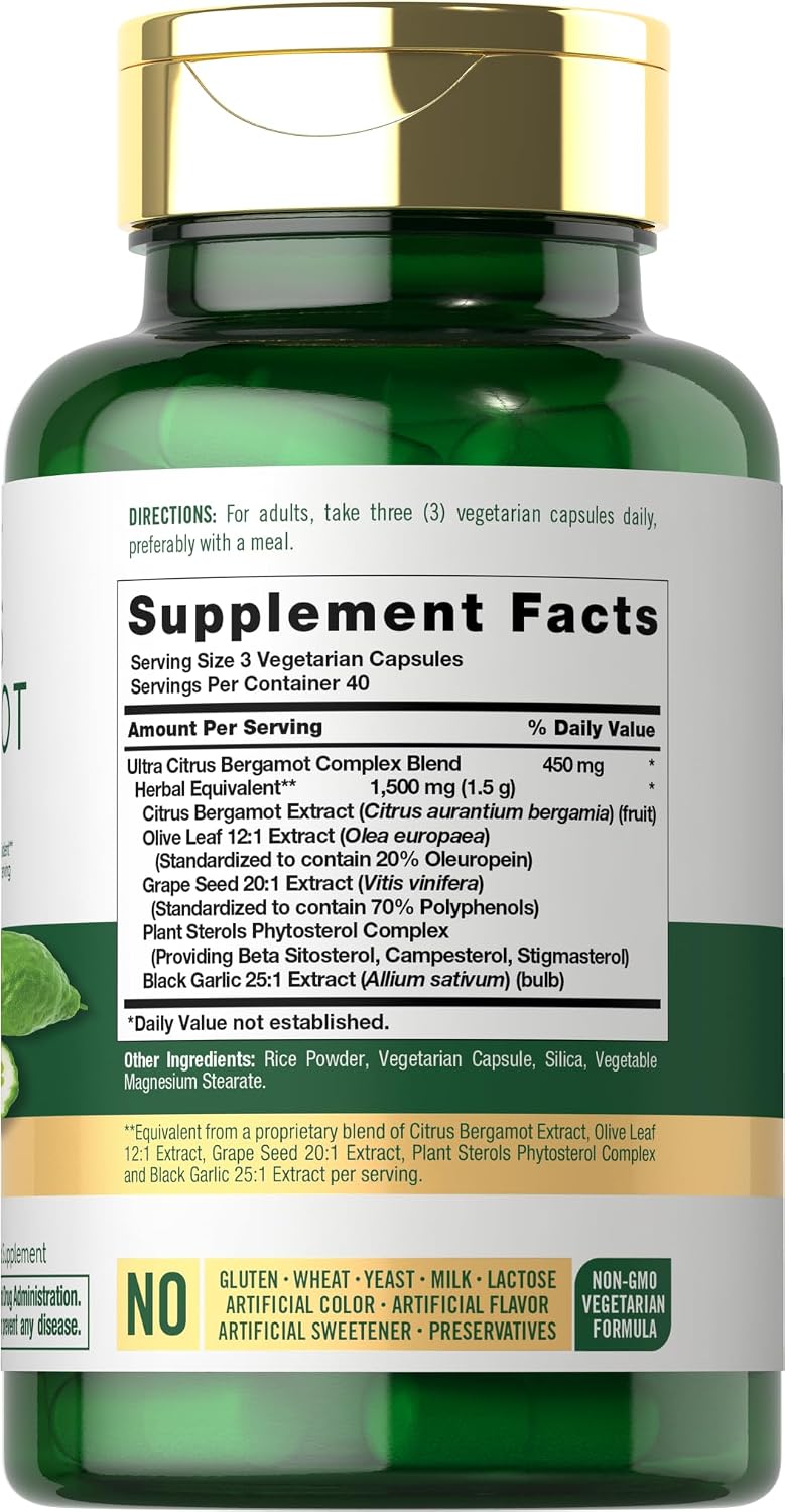 Carlyle Citrus Bergamot Suplemento | 120 Cápsulas | Extracto Complejo | No-GMO, Sin Gluten