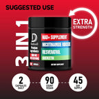 DEDICAD NAD Supplement con Nicotinamida Ribósido Liposomal 900mg, Resveratrol y Quercetina - 90 Cápsulas