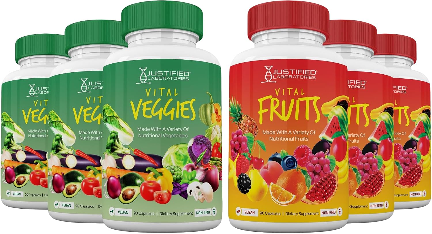Justified Laboratories Superfoods Set - Vital Fruits (90 Cápsulas) + Vital Veggies (90 Cápsulas)