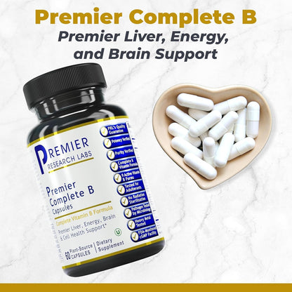 Premier Research Labs Complete B - Complejo de Vitaminas B para una Salud Óptima | Suplemento de Vitamina B con Biotina | 9 – Image 2