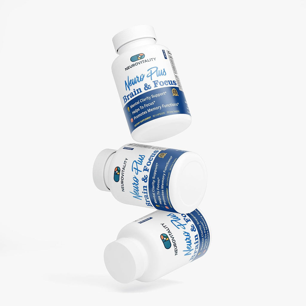 Neuro Plus Brain and Focus Formula – 40 Nootrópicos para Memoria, Enfoque y Claridad Mental (60 Cápsulas)