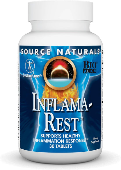 Source Naturals Inflama-Rest - Mezcla herbal y mineral con cúrcuma, boswellia, jengibre, quercetina - 30 comprimidos – Image 1