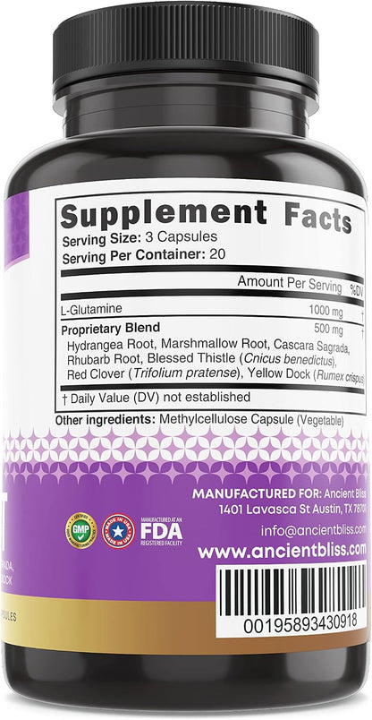 Ancient Bliss Suplemento Intestinal con L-Glutamina, Cardo Bendito y Raíz de Hidrangea – 60 Cápsulas Veganas – Image 6