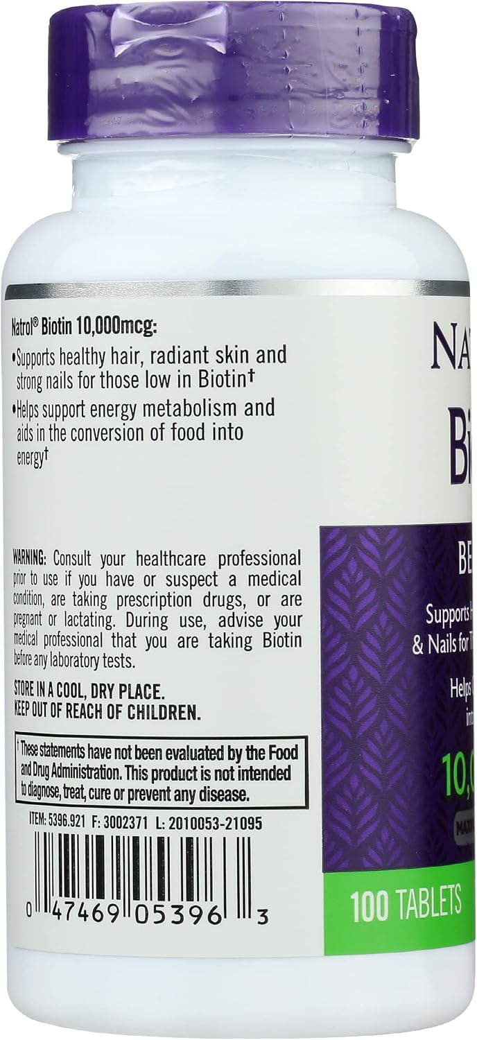 Natrol Biotina Máxima 10000 mcg, 100 comprimidos