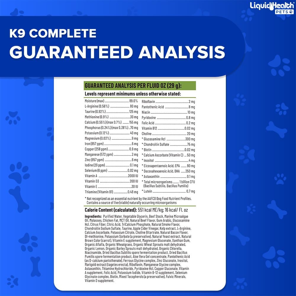 LIQUIDHEALTH K9 Complete Multivitamínico Líquido 8 en 1 para Perros - 946 ml