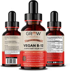 Grow Vitamin Complejo B12 Líquido Sublingual - Metilcobalamina Premium con Vitaminas B2, B3, B6 y B12 para Energía y Sistema Inmunitario