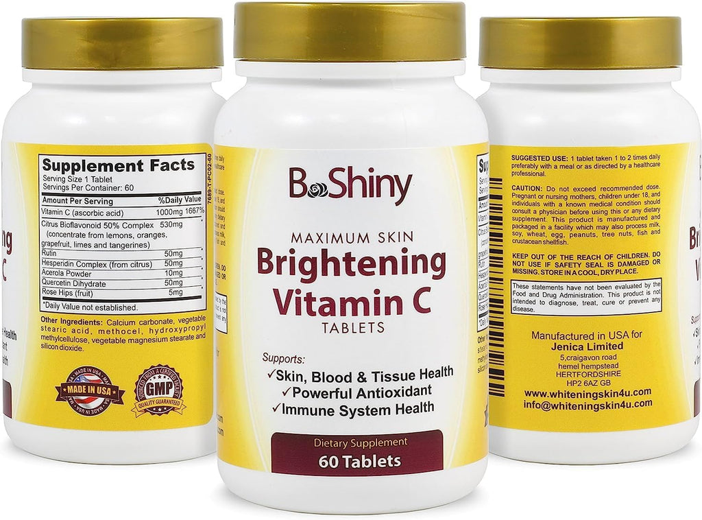 BeShiny Complejo de Vitamina C 1000 mg con Rosa Mosqueta y Bioflavonoides