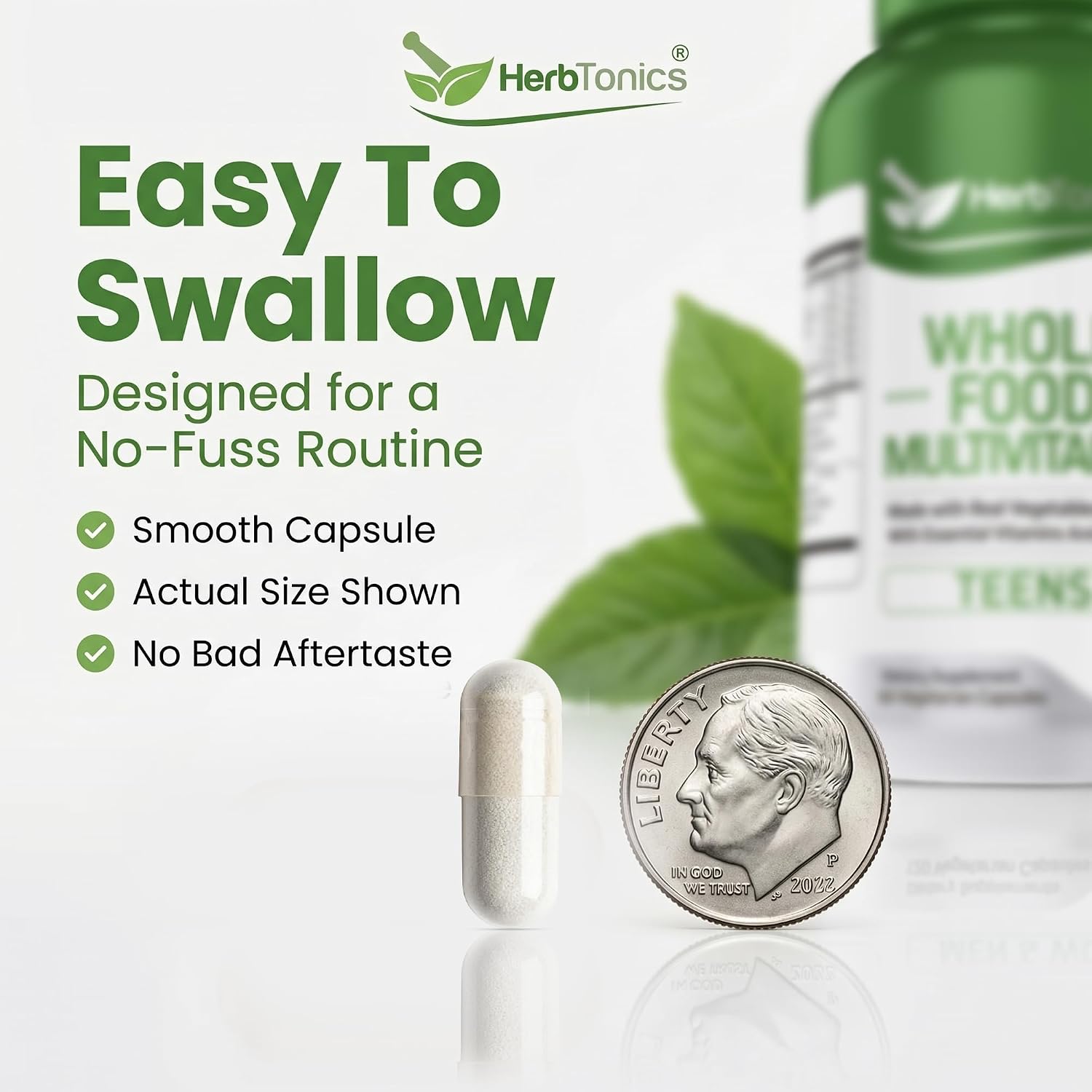Herbtonics Whole Food Teen Vitamins - Multivitamínico para Adolescentes 12-18 Años - 60 Cápsulas Veganas