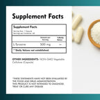 L-Tirosina 500mg – Suplemento Natural de L-Tirosina para Enfoque Mental y Energía – No GMO y Sin Gluten – 60 Cápsulas Veganas