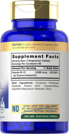 Carlyle Vitamina B12 3000 mcg, 180 Comprimidos Vegetarianos