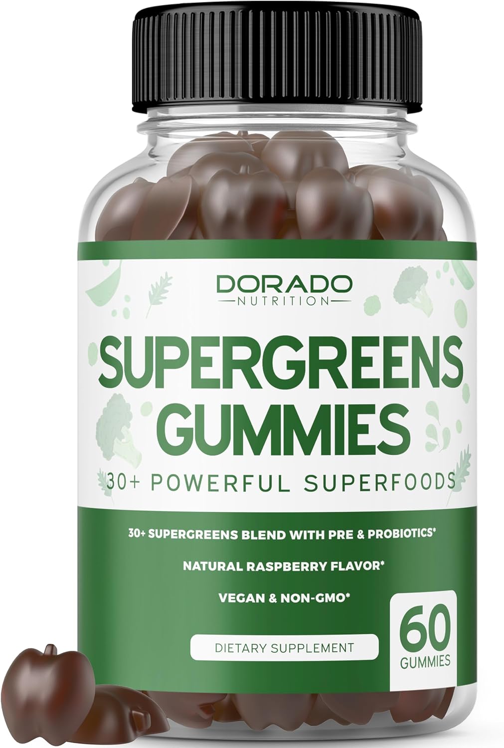 Supergreens Gummies - Gomitas de Superalimentos con Frambuesa (60 uds)