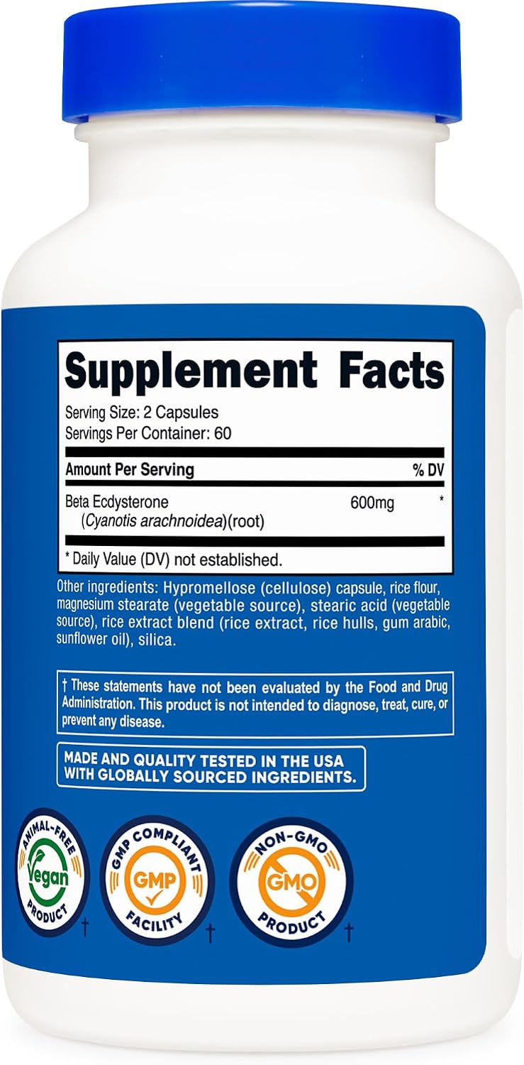 Nutricost Beta Ecdysterone 600mg per Serving, 120 Capsules - Vegan, GMO-Free, Gluten-Free