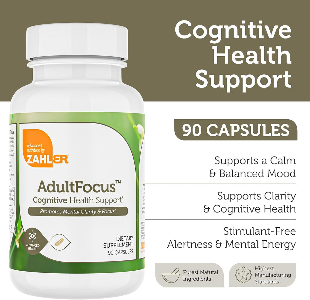 Zahler AdultFocus – Fórmula Avanzada para el Enfoque y la Concentración, 60 Cápsulas
