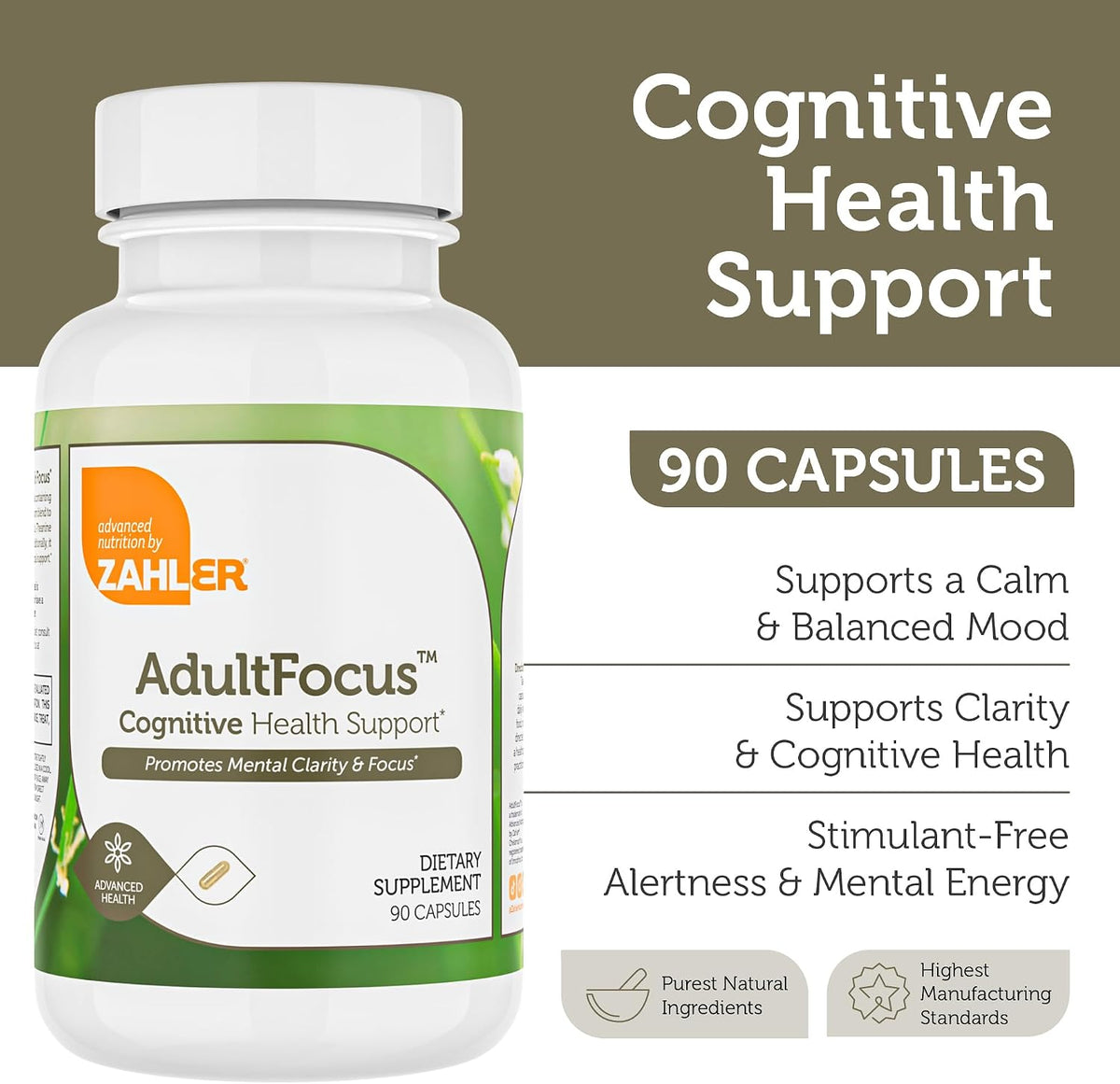 Zahler AdultFocus – Fórmula Avanzada para el – Cognizin® (citicolina): Una forma de colina que apoya la salud de – Image 2