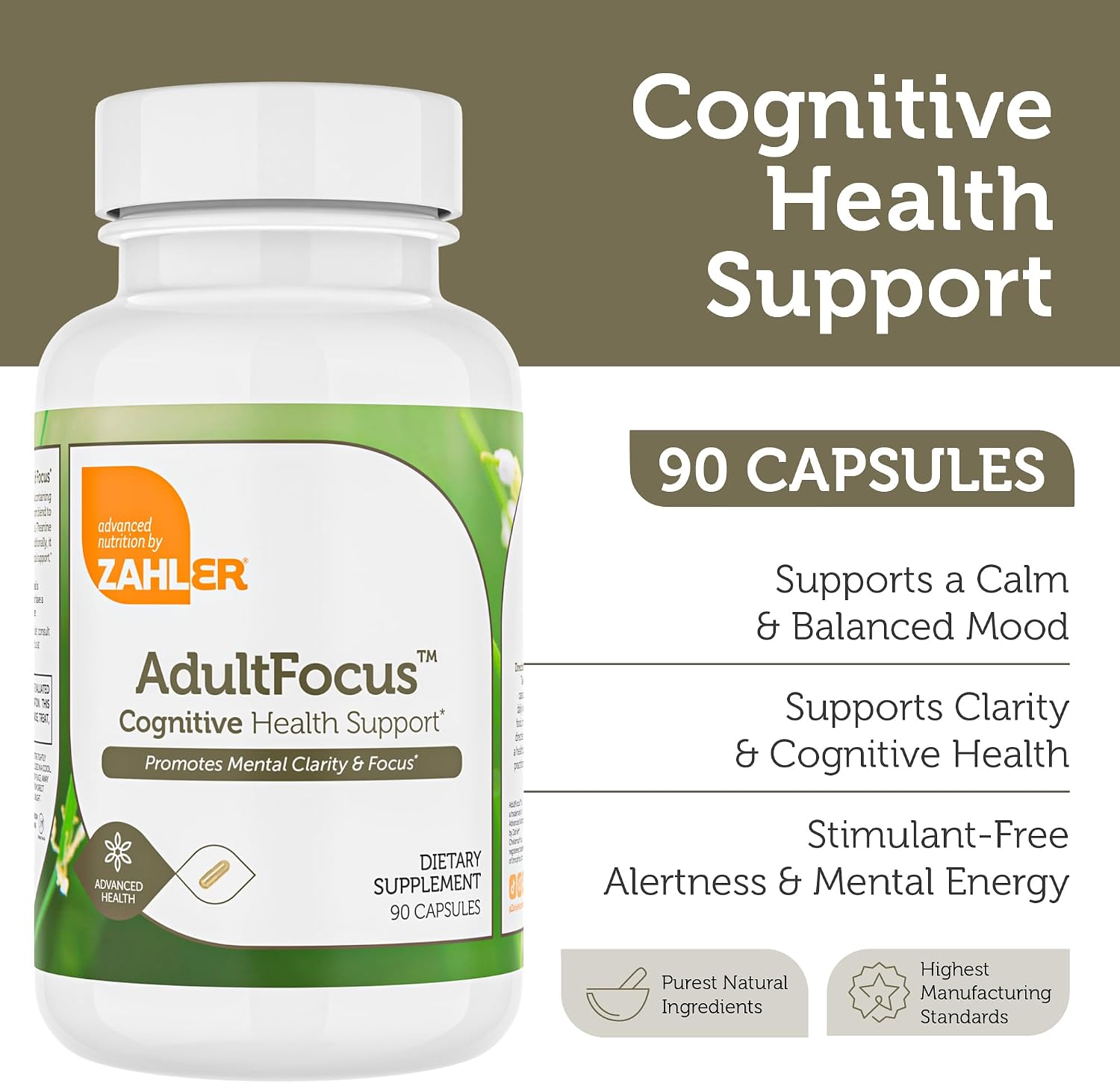 Zahler AdultFocus – Fórmula Avanzada para el Enfoque y la Concentración, 60 Cápsulas