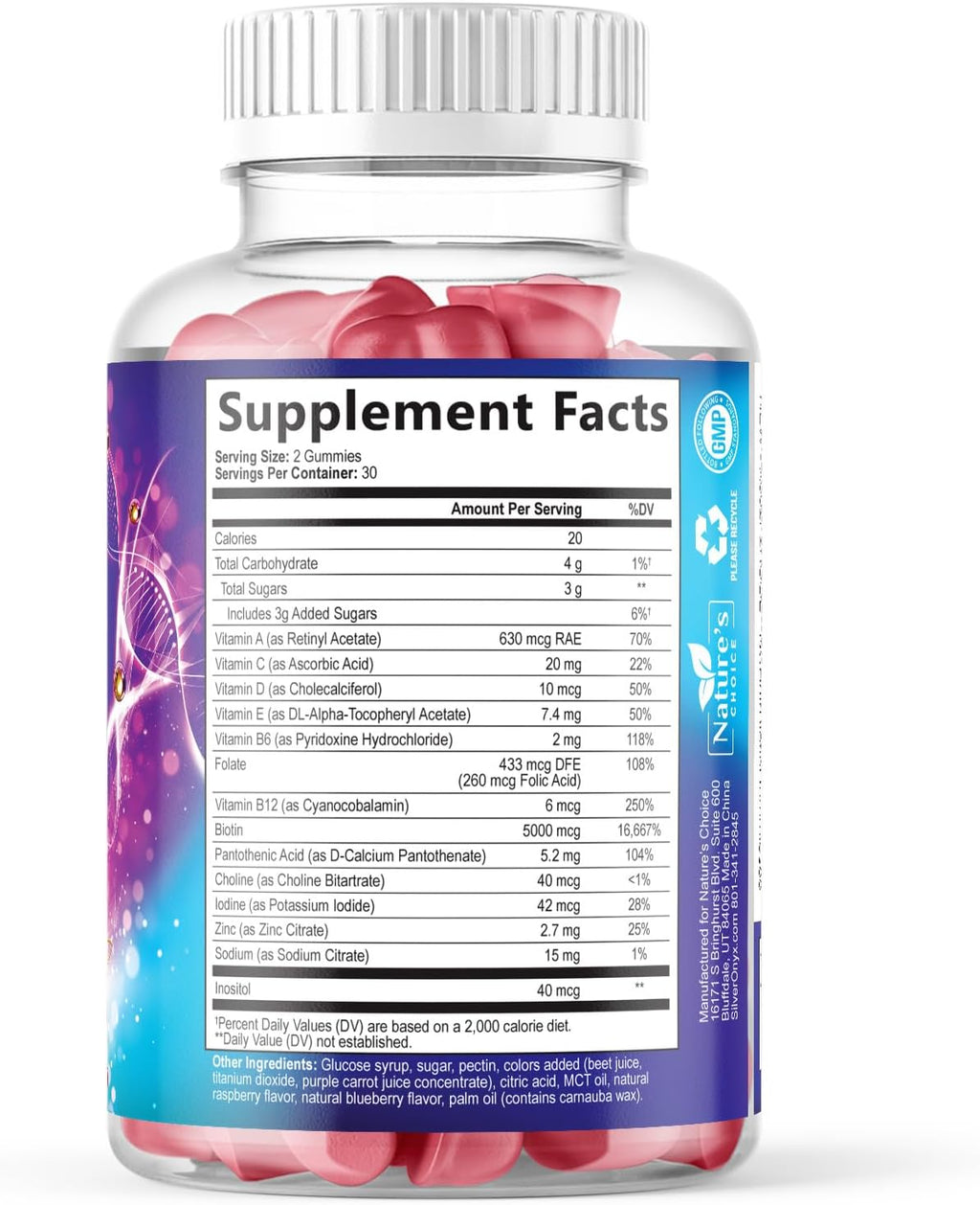 Gomitas de Biotina 5000 mcg para Cabello, Piel y Uñas - Nature's Choice