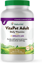NaturVet VitaPet Vitaminas Diarias para Perros Adultos con Aliento Fresco - 180 Comprimidos