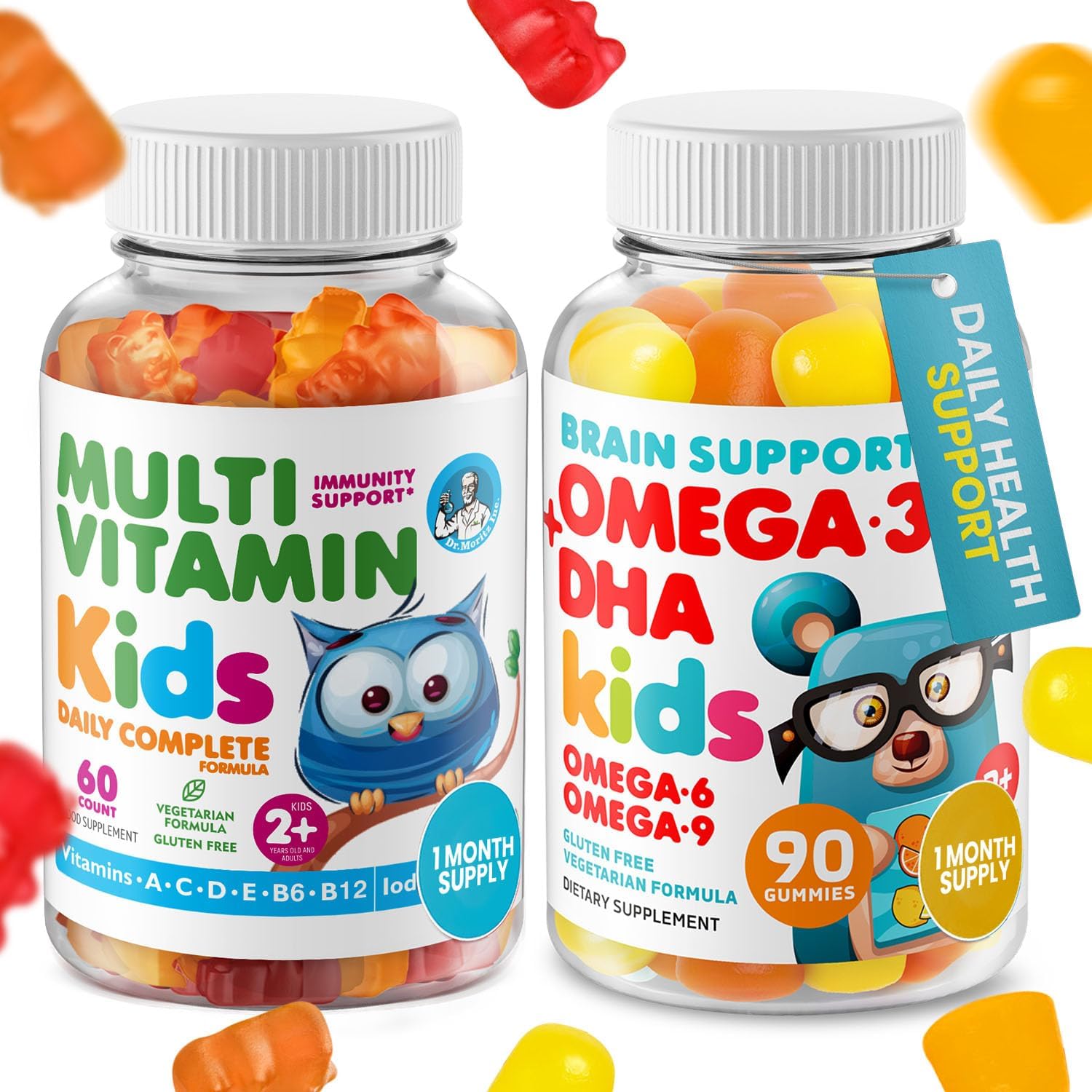 DR. MORITZ Pack Gominolas de Magnesio y Multivitamínicas para Niños - 240 Gominolas - Sin OGM, Vegetarianas