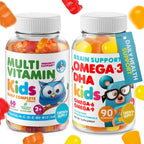 DR. MORITZ Pack de Gominolas Omega 3 (90 uds) y Multivitamínicas para Niños (60 uds) - Vegano, Sin OMG, Apoyo Diario