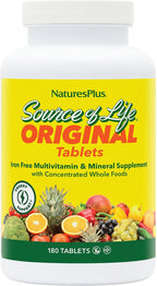 NaturesPlus Source of Life Sin Hierro - 180 Comprimidos - Multivitamínico y Mineral con Vitamina D3