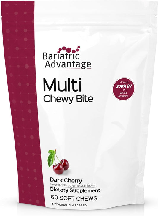 Bariatric Advantage Multi Chewy Bite - Multivitamínico Masticable para Cirugía Bariátrica - Sabor Cereza Oscura - 60 unidades