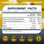 DRFOSTER Vitamina D3 K2 – Alta Potencia 125mcg D3 (5000UI) y 100mcg K2 (MK7) – Salud Ósea, Corazón e Inmunidad – Mejorado con Zinc, Boro y MCT – 120 Cápsulas Veganas, No GMO, Sin Gluten