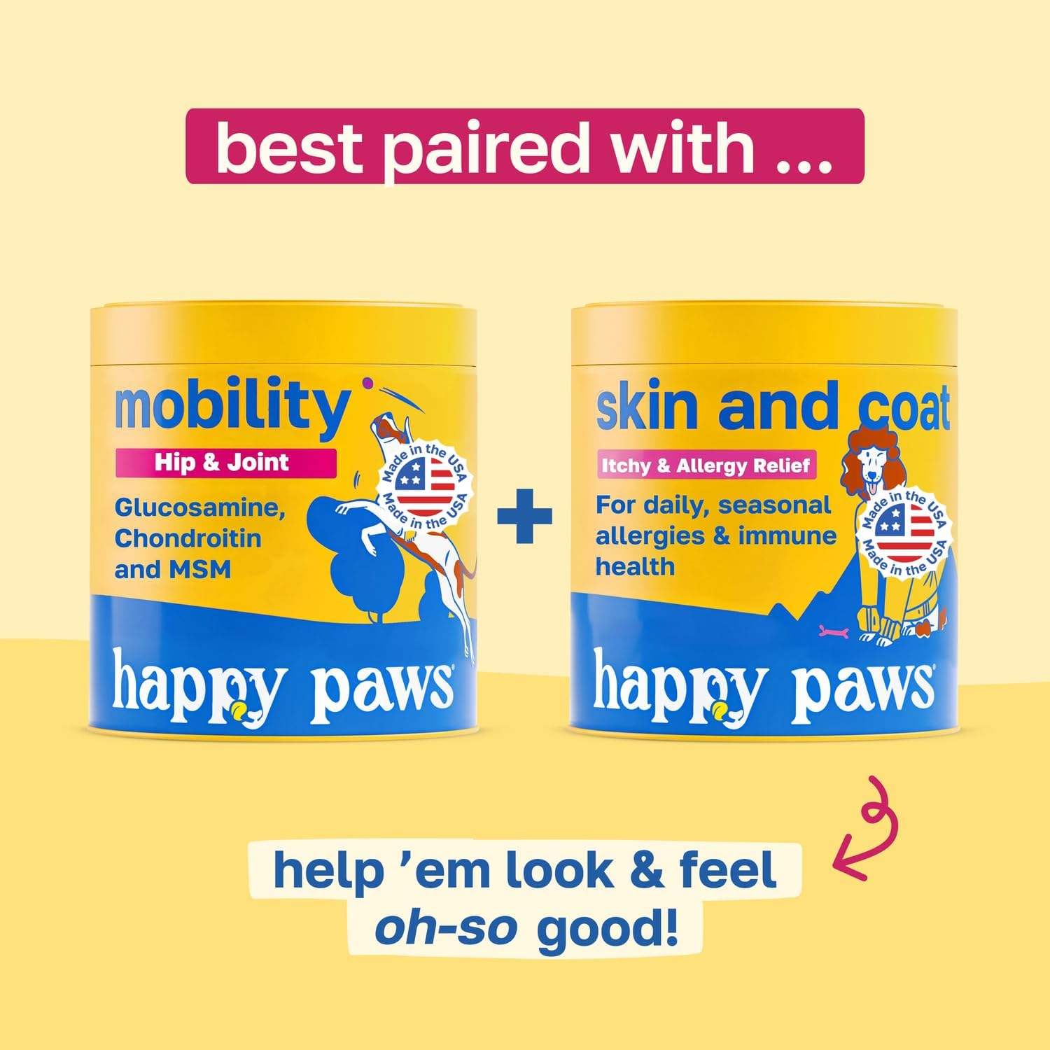 Happy Paws Suplemento para la Piel y el Pelaje de Perros, Apoyo para Picor y Alergias, Confort para Piel Seca y Control de Caída del Pelo con Aceite de Coco y Vitamina B12, Sabor a Pollo Vegano, 100 Masticables