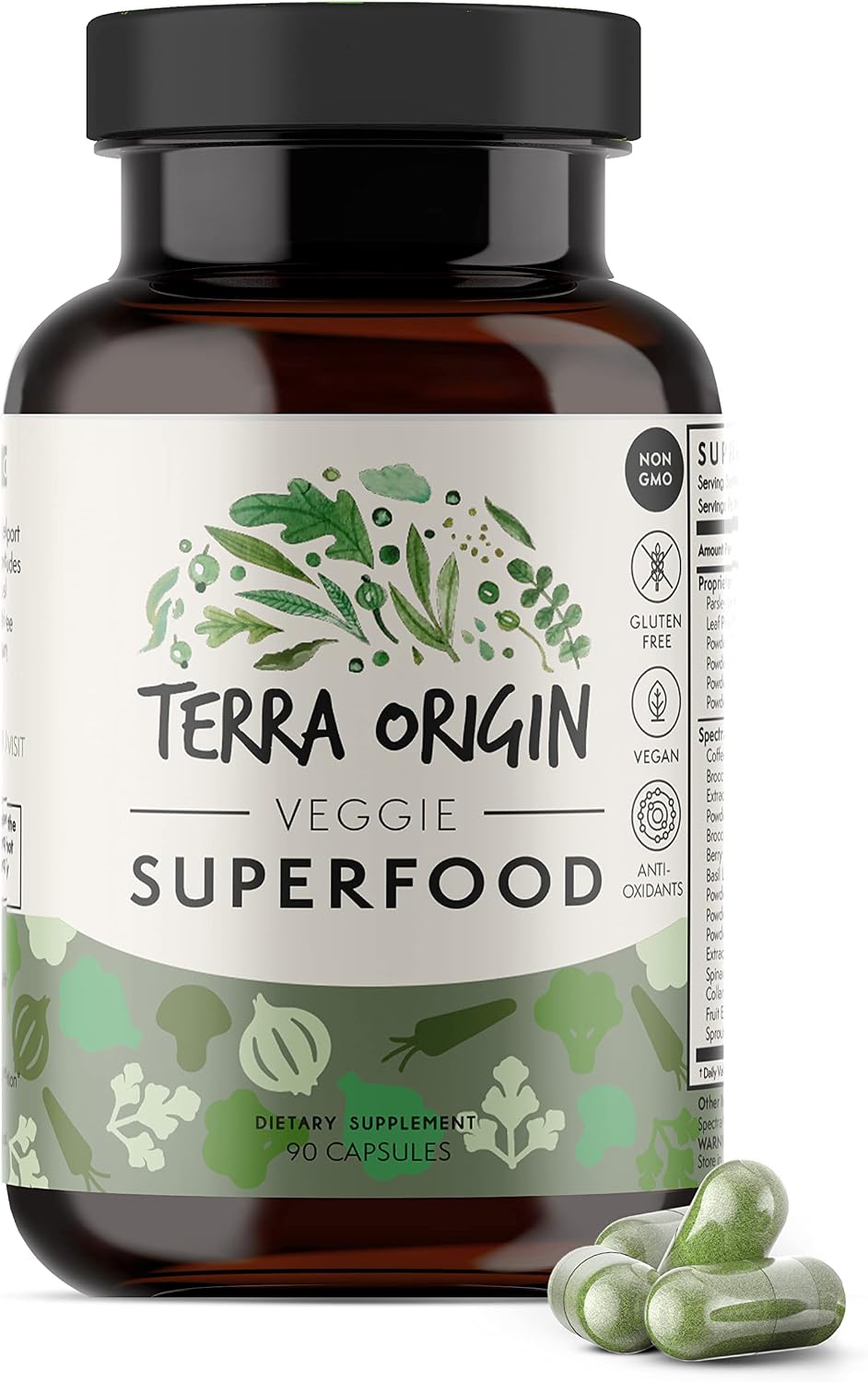 TERRA ORIGIN Veggie Superfood Supplement - 90 Cápsulas Vegetales