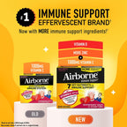 Airborne 1000mg Vitamina C con Vitamina D + Zinc Multivitamínico Sin Azúcar Comprimidos Efervescentes Sabor Very Berry, 30 Comprimidos (2 Pack)