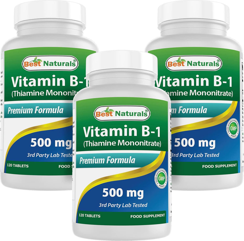 Best Naturals Vitamina B1 como Tiamina Mononitrato 500 mg, 120 Comprimidos (Pack de 2)