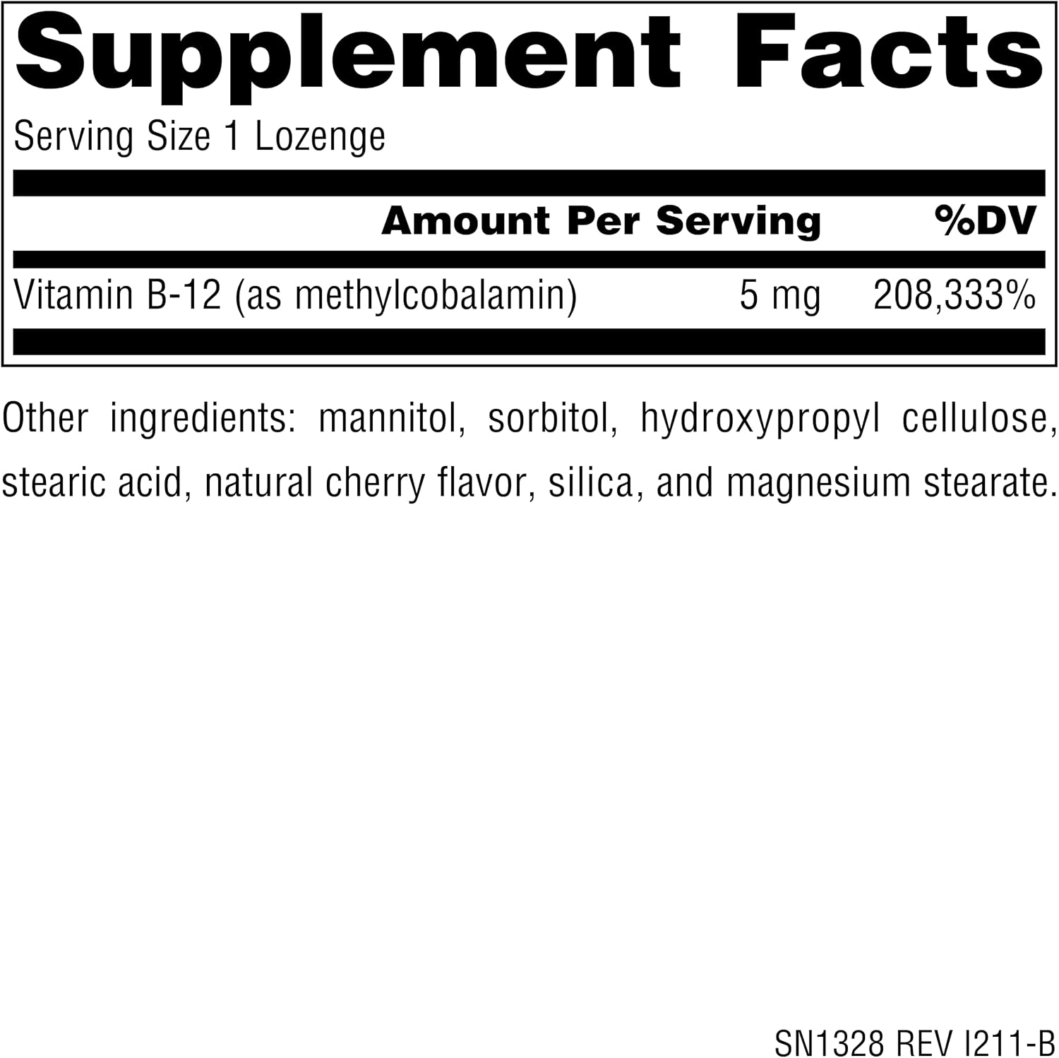 Source Naturals Metilcobalamina Vitamina B12 - Sabor Cereza - 5 mg - 30 Comprimidos