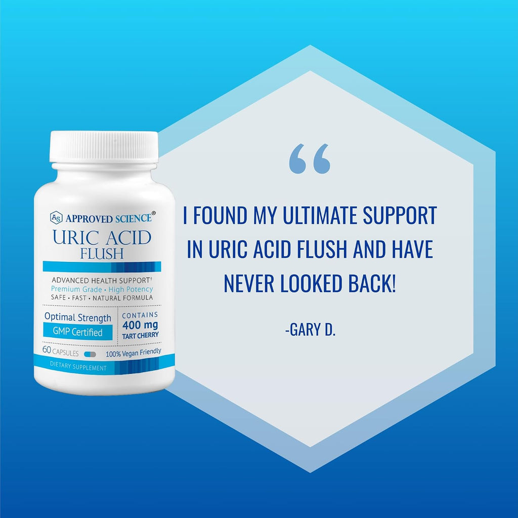 Approved Science Uric Acid Flush – Complemento con Cereza Ácida, Cúrcuma y Cardo Mariano – 60 Cápsulas Veganas
