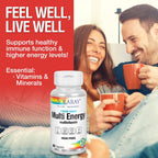 SOLARAY Twice Daily Multi Energy Multivitamínico Sin Hierro | Complejo Multivitamínico para Energía e Inmunidad | Non-GMO | 120 Cápsulas