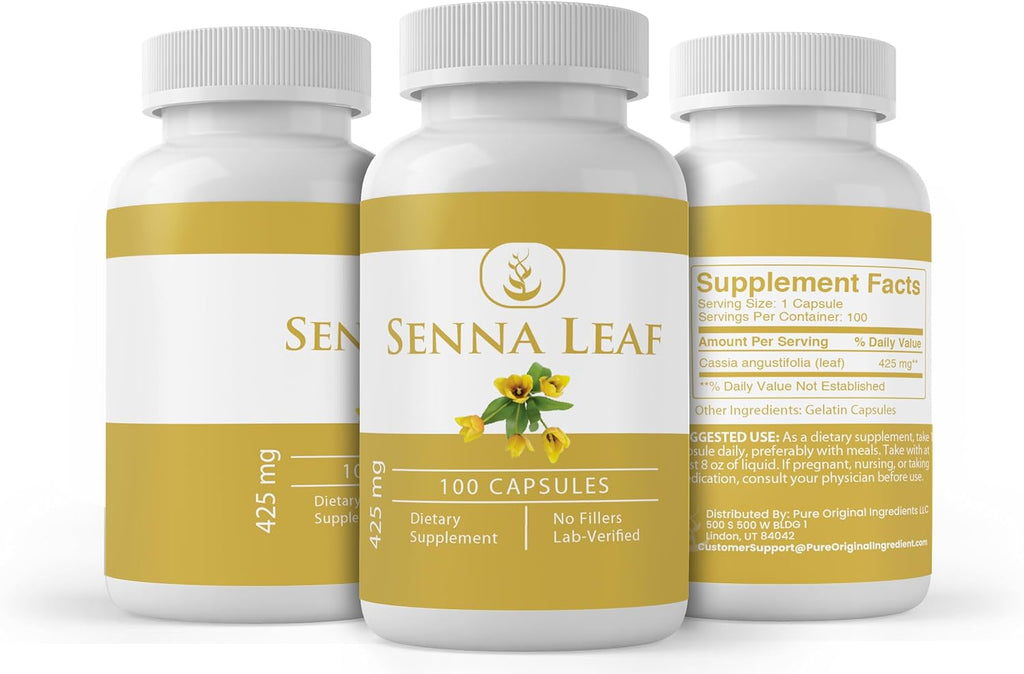 Pure Original Ingredients Senna Leaf, 100 Cápsulas - Puro Sin Aditivos