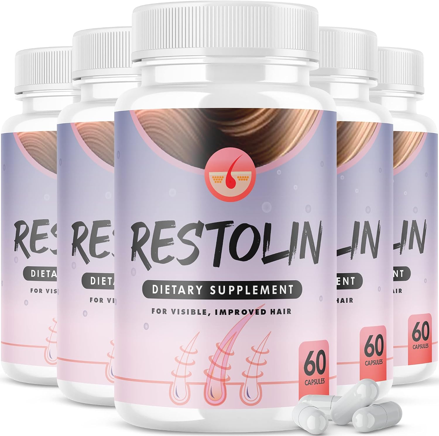 Restolin Advanced Hair Regrowth - Suplemento en Cápsulas (300 Cápsulas) - Pack de 5