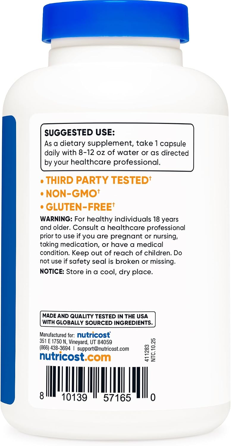 Nutricost N-Acetilcisteína (NAC) 600mg, 240 Cápsulas Vegetarianas - Vegano, Sin OGM, Sin Gluten