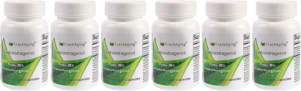 Crackaging Super-Absorption Cycloastragenol 98% 25 mg, 180 Cápsulas Vegetales (6 Envases)