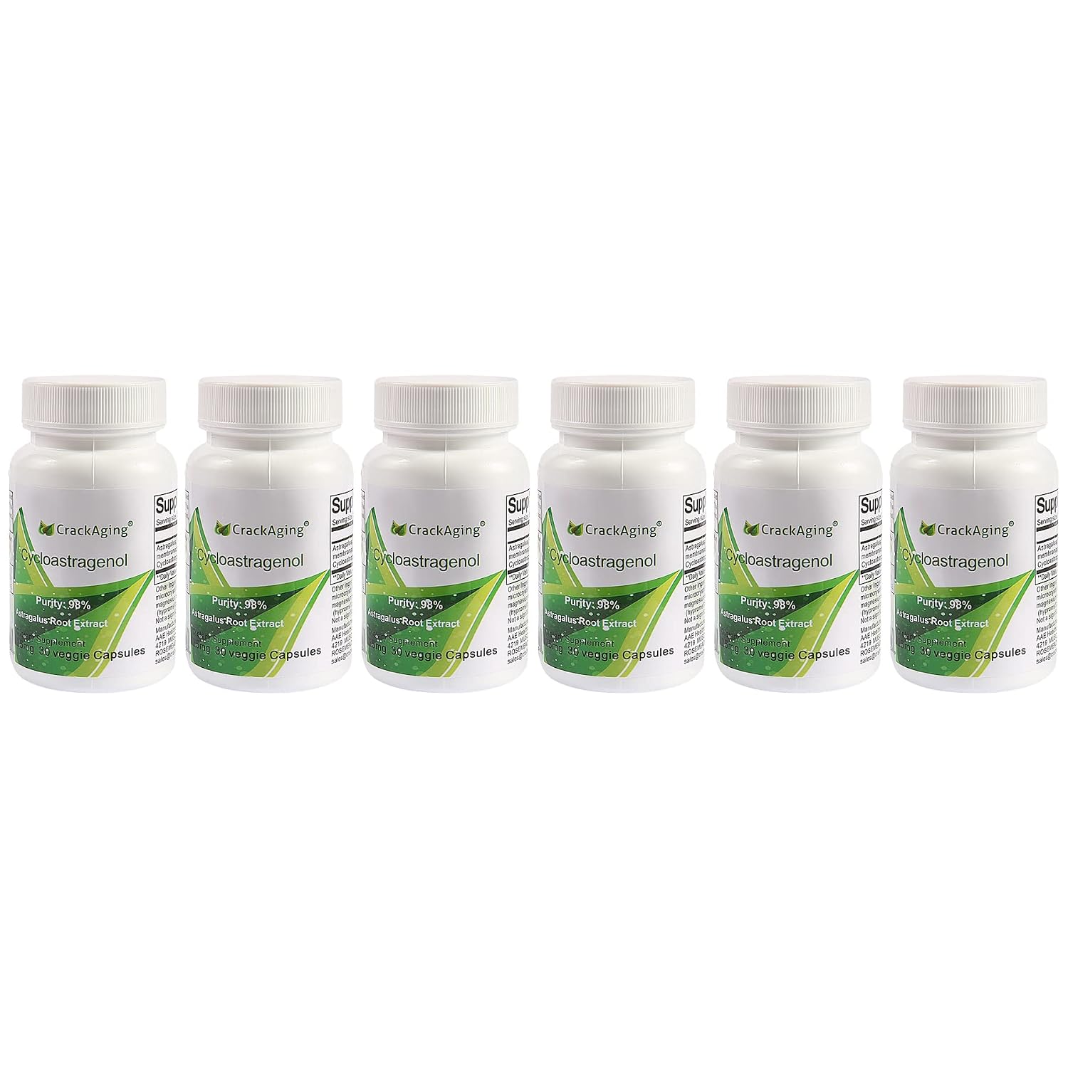 Crackaging Super-Absorption Cycloastragenol 98% 25mg 180 Cápsulas (6 Botellas)