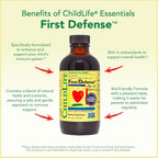 CHILDLIFE ESSENTIALS Immune Support 4-Pack - Pack de vitaminas y minerales líquidos para niños, con vitamina D3, vitamina C, First Defense y Equinácea