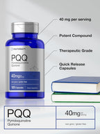 Horbäach Suplemento de PQQ 40 mg | 120 Cápsulas | Máxima Potencia | Sin Gluten y No-GMO