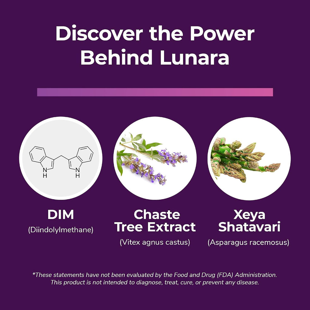 Lunara - Complemento para la Menopausia con DIM y Chasteberry - 30 Cápsulas