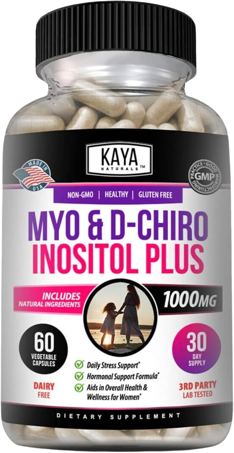 Kaya Naturals Myo & D-Chiro Inositol Plus 60 Cápsulas - Complemento Alimenticio con Vitamina B8